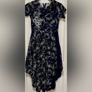 Navy Floral Asymmetrical Dress Cottagecore Fairy Grunge Whimsigoth Large
